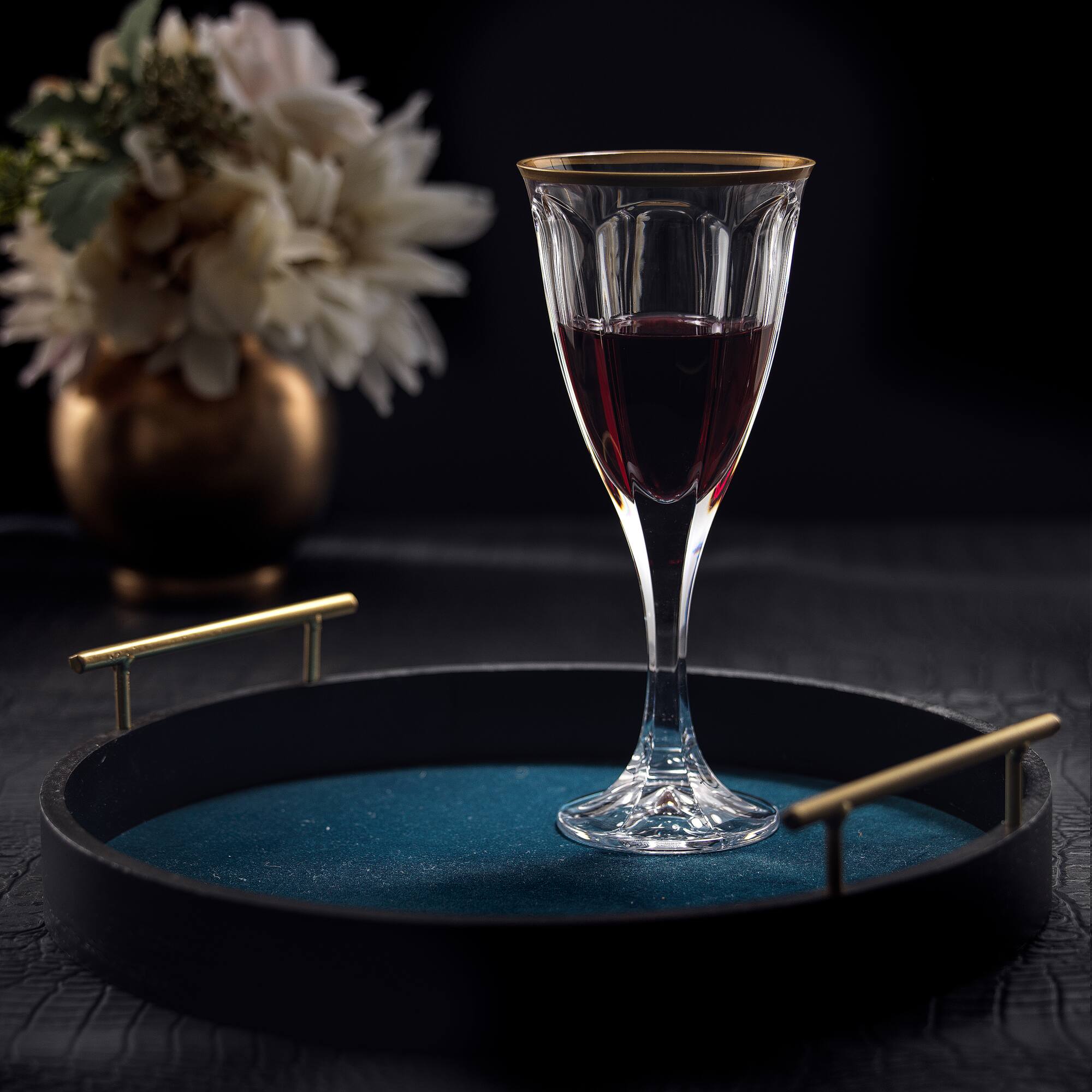 JoyJolt® 8oz. Gold Rimmed Windsor Crystal Red Wine Glasses, 2ct.